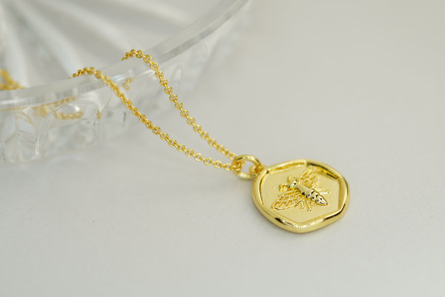 Golden Bee Pendant Necklace